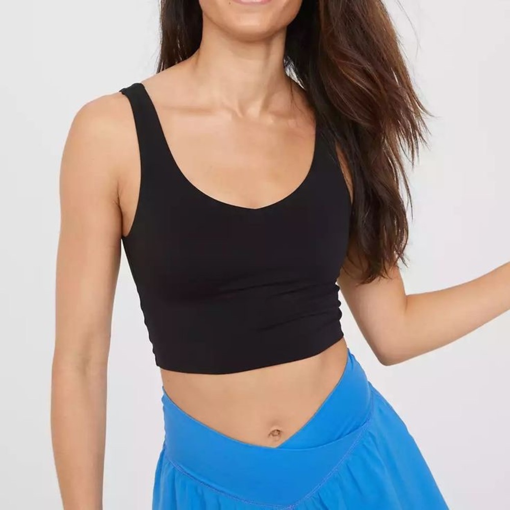 Aerie Black Longline Sports Bra Tank Top